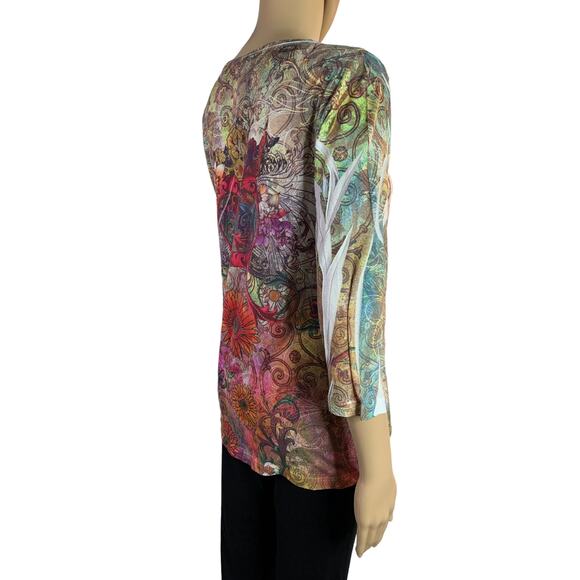Susan Lawrence Women's Size Small Top Sequin Details Colorful 1/4 sleeve USA - Picture 9 of 12